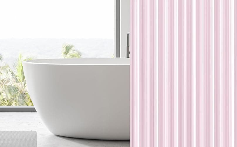 EHZNZIE Shower Curtain Liner Light Weight PEVA, Shower Liner 72x72 Inches, Waterproof, No Chemical Smell with 12 Rust Proof Metal Grommets for Bathroom Shower Curtain, Pink thumbnail 2