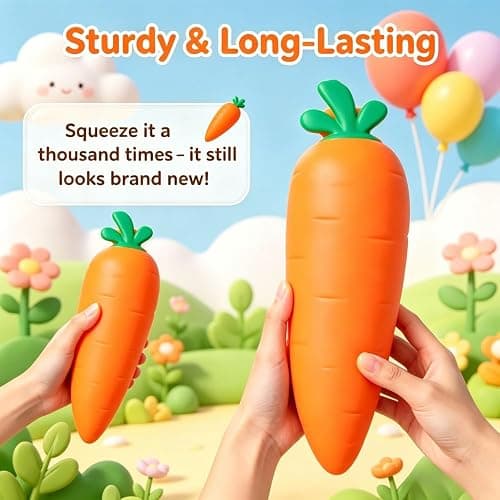 13In Carrot Squishy, Jumbo Squishy Carrot Giant Big Realistic Carrots Moldable Soft Squishys Slow Rising Stress Ball for Anxiety Stress Party Favor for Adults (13IN Carrot) thumbnail 6