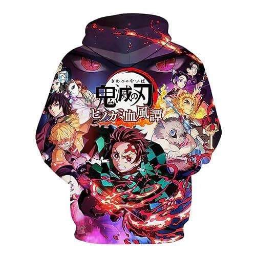 AONUOWE Slayer Hoodie Kimetsu no Yaiba 3D Printed Anime Hooded Sweatshirt Pullover Tops Outerwear for Men and Women thumbnail 2