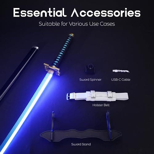 RENGENG Light Up Sword, 40 Inches Rechargeable Plastic Replica with Belt & Stand, Sword with Original Texture thumbnail 5