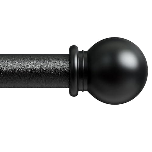Black Curtain Rod 28 to 60 inch, Splicing Adjustable 5/8 Diameter Drapery Rod Set with Brackets, Heavy Duty Metal Standard Curtain Rod for Living Room, Bedroom, Easy Install Wall Mount - Image 1