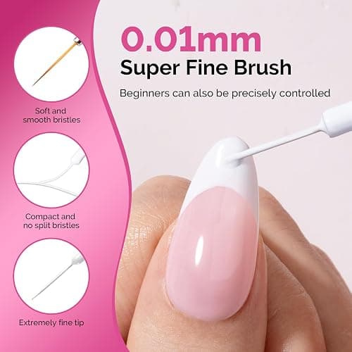 MelodySusie 8ML White Gel Liner Nail Art Polish | Line and Patterns of Painting,French Nail Tips,DIY Manicure Pedicure for Home DIY thumbnail 3