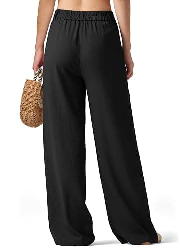 AVICHIC Women's Linen Pants Wide Leg Dressy Casual Beach Linen Pants Summer with Pockets 29" 31" thumbnail 6