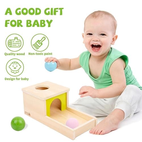 Adena Montessori Object Permanence Box with Tray Three Balls Montessori Toys for 6-12 Months Baby 1 Year Old Infant Toddler Typical thumbnail 3