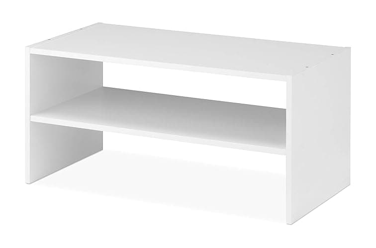 Whitmor Wood Stackable 2-Shelf Shoe Rack, White, 24 inches - White - 24 INCH - Image 1