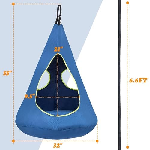 Kids Nest Swing Chair, Hanging Hammock Chair Nest Hammock Swing Chair for Outdoor and Indoor(32" D x 52" H),Detachable Play Tent Swing for Child Sensory Swing for Kids Age from 3-12 Years(Blue) thumbnail 3