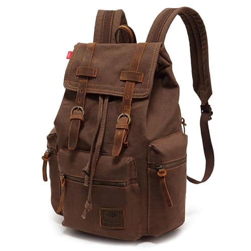 YUHAN Canvas Backpack Unisex Vintage Casual Rucksack Laptop Daypacks MacBook Bag Schoolbag Student Bookbag Satchel Hiking Camping Bag Coffee thumbnail 3