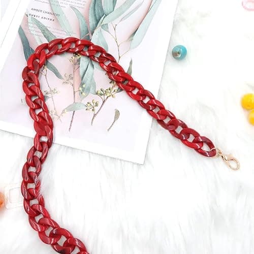 GSHLLO 60cm Resin Bag Strap Handbag Chain Replacement Purse Strap Extenders Shoulder Tote Bag Chains DIY Bag Making Acessories with Lobster Claw Clasps thumbnail 2