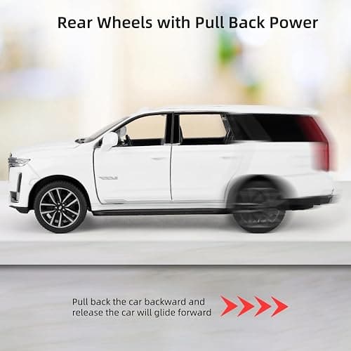 LOVEPOSELY 1:32 Scale Car Model Compatible for Collectible Escalade SUV Diecast Toy Vehicle, Zinc Alloy Pull Back Toy Car with Sound and Light for Adult Boys Girls 3 4 5 6 7 8 (White) thumbnail 5