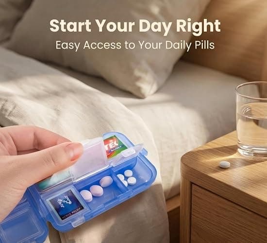 Pill Organizer with Medicine Labels Travel Daily Pill Container Mini Medication Organizer Storage Pill Organizer Travel Essentials Pill Case 7 Day (Pink & 161 Lables) thumbnail 7
