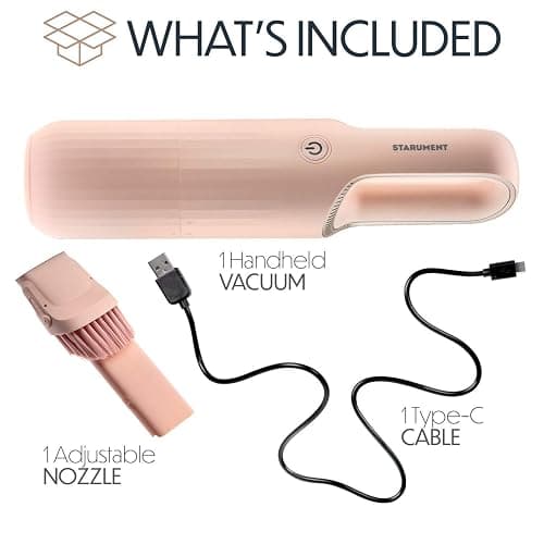 STARUMENT Portable Hand Vacuum Cleaner for Dust Pet Hair Dirt Home Car Interior, Furniture Lightweight Easy to Use, Compact Design Battery Rechargeable with USB-C Cable Pink thumbnail 2