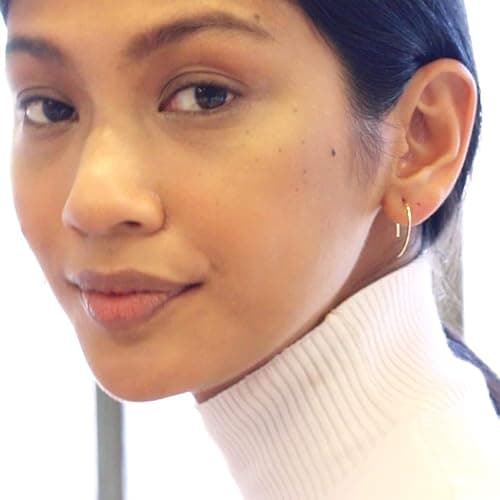 Upside Down Hoop Earrings - Hypoallergenic Lightweight Wire Needle Drop Dangle Threader Hoops for Women, Safe for Sensitive Ears - Plated in 925 Sterling Silver or 18k Gold thumbnail 7