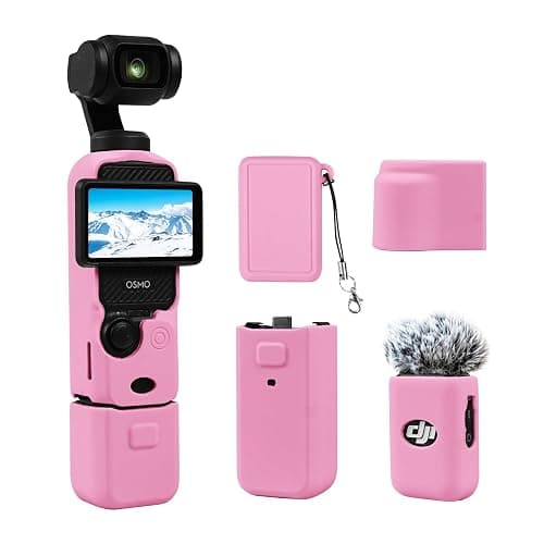 Easy Hood Protective Case for DJI Osmo Pocket 3/Xtra Muse Camera(Pink) | Camera Cover Set with Lens Protector Cover,Anti-Loss Strap,Mic Protector,Soft Silicone,Anti-Scratch,Slim Fit Skin Accessories - Image 1
