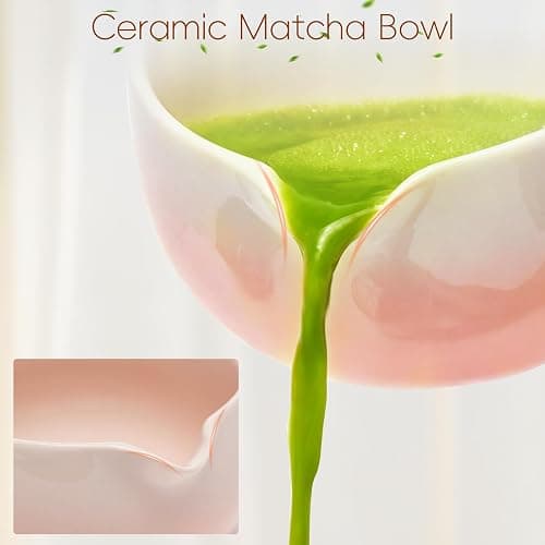 HUSHHAVN Matcha Whisk Set, Ceramic Matcha Set Includes Bowl & Holder, Bamboo Whisk (Chasen), Scoop, Spoon and Sifter, 6PCS Matcha Kit Covers Everything Needed for Making Matcha (Pink) thumbnail 5