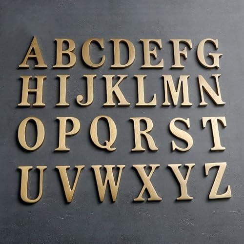 1.77 Inch Height Self Adhesive Solid Brass English Letters 45mm Wall sticker Gold Mail Box Numbers House Address Numbers Shop Studio Name DIY Combination For Wall Home Decor Hardware (Letter C) - C thumbnail 8
