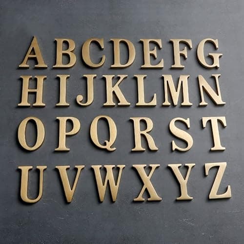 1.77 Inch Height Self Adhesive Solid Brass English Letters 45mm Wall sticker Gold Mail Box Numbers House Address Numbers Shop Studio Name DIY Combination For Wall Home Decor Hardware (Letter C) - C thumbnail 8