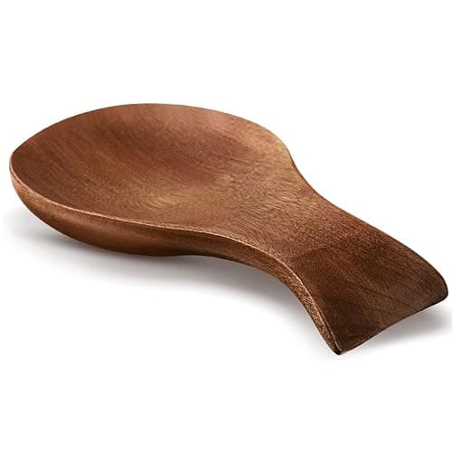 Patelai Acacia Wood Spoon Rest for Stove Top Bamboo Holder for Spatula Rest for Kitchen, Counter Spoon Holder for Countertop, Modern and Rustic for Farmhouse as Dining Table Decoration(Brown) - Image 1
