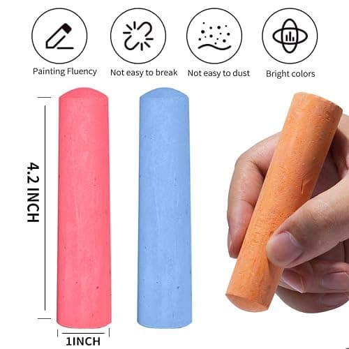 180 Pack Washable Sidewalk Chalk for Kid, 20 Colors Non-Toxic Jumbo Chalk Paint Bulk for Summer Outdoor Activity, Playground, School Classroom Chalkboard, Chalk Party Favors Set for Toddler Kids Adult thumbnail 3