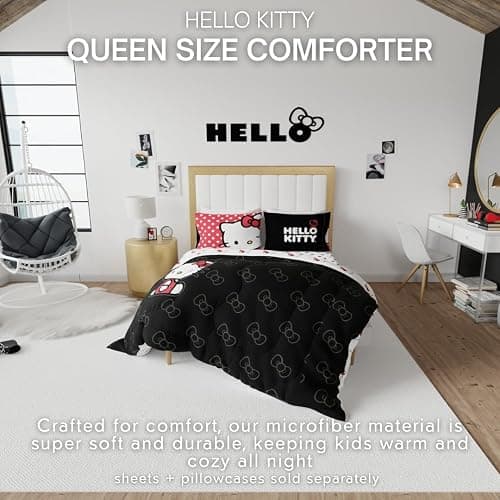 Franco Collectibles Hello Kitty Bedding Super Soft Cozy Microfiber Reversible Comforter, Queen, (Officially Licensed Product) thumbnail 2