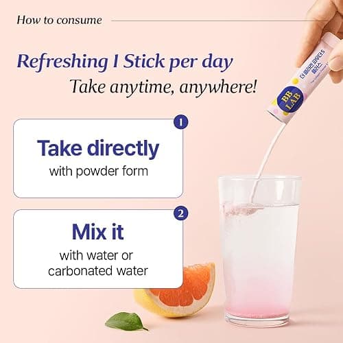 BB LAB Collagen Powder S Plus Halal, Low Molecular Korean Collagen Powder Stick Supplement, Marine, Fish Collagen Peptides, Vitamin C, Glycine, Fast Absorption, Grapefruit Flavor thumbnail 6