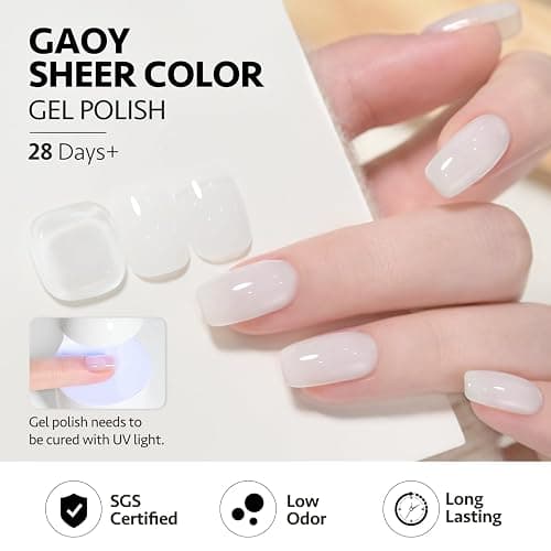GAOY Jelly Gel Nail Polish, 16ml Sheer Translucent Soak Off Gel Polish, UV Light Cure for Nail Art DIY, 2899 Jelly White thumbnail 5