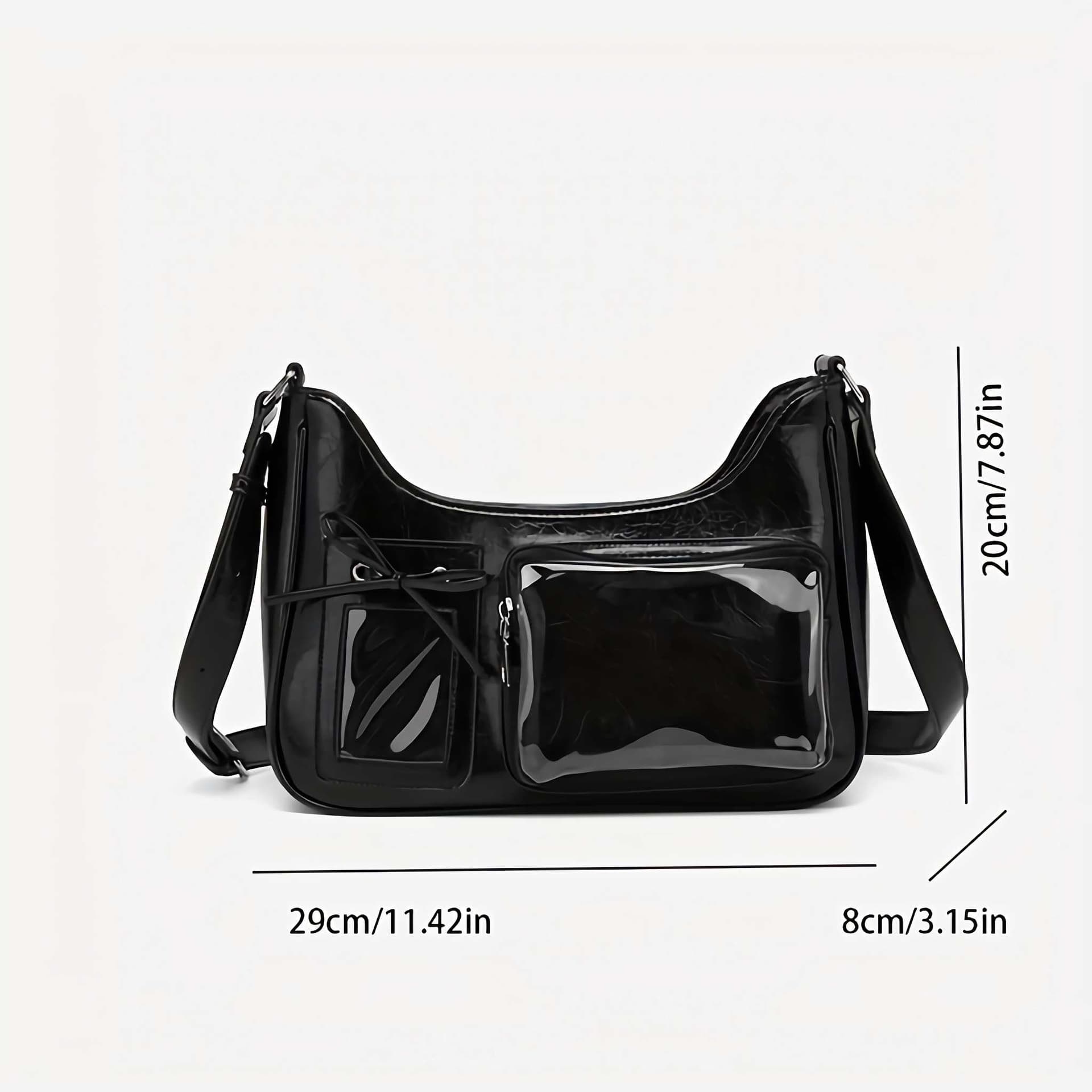 ita shoulder bag for women, pin display kawaii bow anime crossbody bag, cute y2k everyday coquette purse, Black, 11.42 x 3.15 x 7.87 inches thumbnail 4