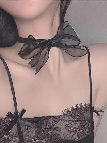 Fanquility Sexy Bow Chokers Necklace Vintag Lace Black Choker Soft Velvet Bow Necklace for Women Knot Necklace Collar Jewelry Gifts for Halloween Cosplay thumbnail 4