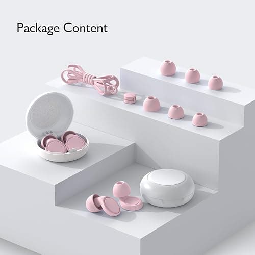 Jayine 2 Pairs Ear Plugs for Sleeping, Soft Full Silicone Ear Plugs for Noise Reduction 25dB, Reusable Hearing Protection Earplugs for Concert, Focus, Noise Sensitivity, 8 Ear Tips in S/M/L - Pink thumbnail 7