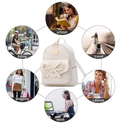 I IHAYNER Girls Bowknot Cute Leather Backpack Mini Backpack Purse for Women thumbnail 4