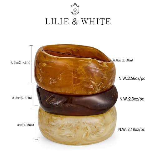 LILIE&WHITE 3 PCS Acrylic Resin Bracelet For Women Trendy Chunky Bangle Bracelets Fashion Colorful Bracelet Jewelry Gift thumbnail 6