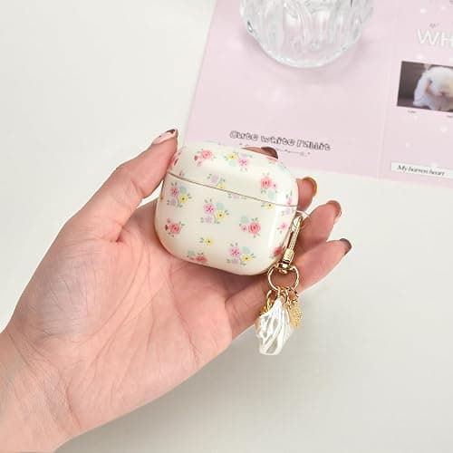 Reownest Étui AirPods 2 avec Kit Nettoyage, Design Floral Mignon avec Fleurs Élégantes, Coque TPU Douce pour Filles et Femmes，Compatible avec AirPods 2e Génération –Blanc thumbnail 7