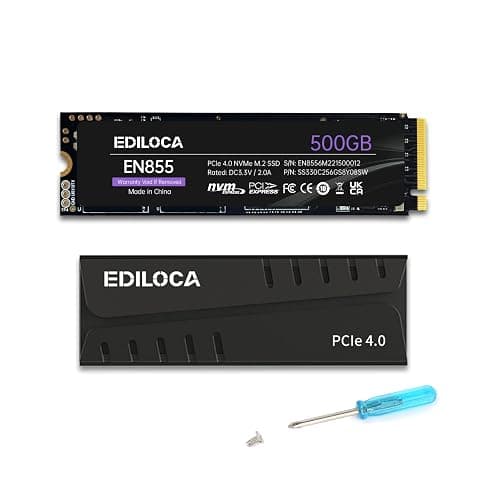 Ediloca 500GB PS5 SSD with Heatsink PCIe Gen4 NVMe M.2 Gaming SSD, 7400MB/s Read, 1GB DRAM Cache, 3D TLC | Internal Solid State Drive Compatible with PS5 & PC(EN855) - Image 1
