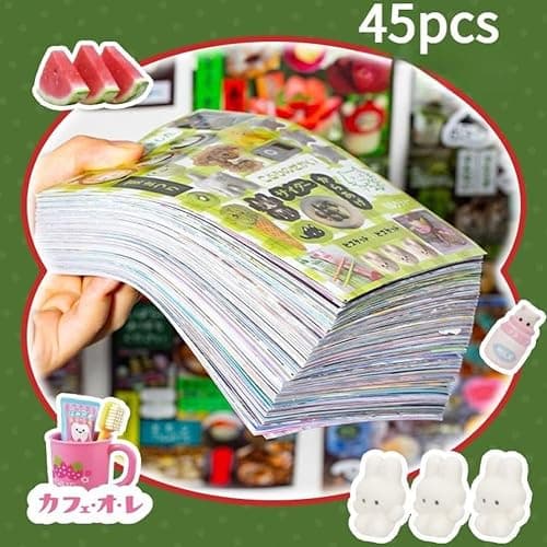 45 Pieces of Japanese Ancient Comic Style Material Handbook – 800+ Designs in 1 Book, Aesthetic Stickers with Retro Manga Vibes, DIY Art Illustrations Stickers Book for Journaling, Scrapbooking(3 SET) - 3 Set thumbnail 5