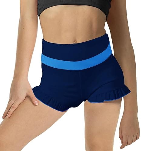 RRHSS Girls Athletic High Waisted Ruffle Shorts - Comfy Yoga Dance Workout Gymnastics - Image 1
