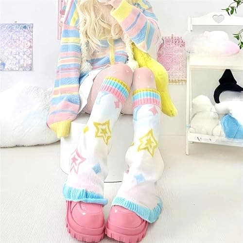 GGOOB Kawaii Leg Warmers Furry Leg Warmer Cutecore Harajuku Fairy Grunge Clothes Teen Girls Knit Long Socks Y2k Accessories thumbnail 4