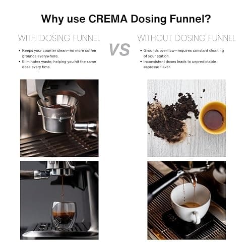 Crema Coffee Products 54mm Dosing Funnel | Compatible with Breville 54mm Portafilter Dual Boiler Oracle Espresso Machines | Stainless Steel | Prevents Spillage Waste | Easy Clean Fit thumbnail 6