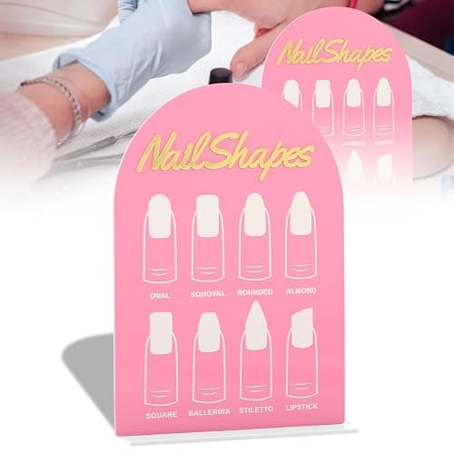 Nail salon signage on table 3D acrylic sign advice for nail tech room decor manicure business supplies essential nail tech must haves desktop sign stand board for nail art nails shape Pink - Image 1