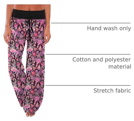 iChunhua Women's Comfy Stretch Floral Print Drawstring Palazzo Wide Leg Lounge Pant thumbnail 3