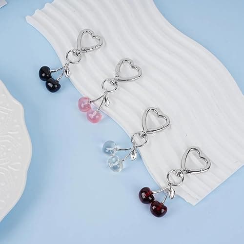 Agromusk Cute Cherry Keychain,Kawaii Cherry Bag Purse Charms for Women Car Keys Decor Gifts Stuff Accessories thumbnail 4