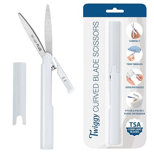 Plus Pen Style Compact Twiggy Scissors with Cover, White - Image 1