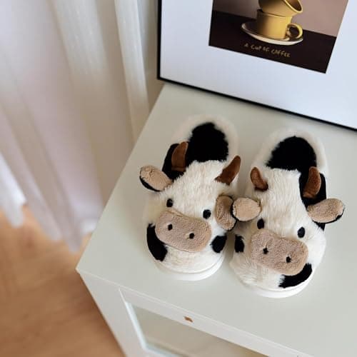 XIXITIAO Slippers For Women,Cow Slippers,Womens Fuzzy Slippers,Cute Animal Cartoon Fluffy Plush House Slippers For Women Men Indoor thumbnail 5