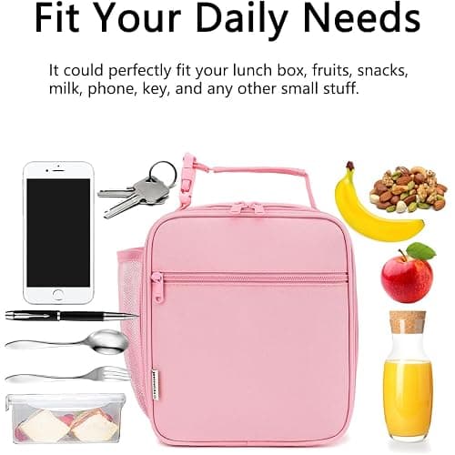 GYEUKHAM Lunch Box for Kids Boys Girls Men Women, Insulated Small Soft Cooler Lunch Bag Kit for School Work Picnic Travel - Reusable Portable lunchbox, Pink thumbnail 7