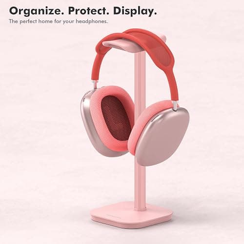 MANMUVIMO Headphone Stand, Desktop Headset Holder Desk Earphone Stand Aluminum Headset Hanger Headphone Rack Stand to Hold Earphones Such as Airpods Max, Sony, Beats, Bose, Razer, HyperX(Pink) thumbnail 6
