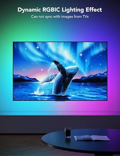 Govee TV LED Backlight, RGBIC Smart LED Strip Lights for 55-65 Inch TVs, Bluetooth and Wi-Fi APP Control, Works with Alexa & Google Assistant, Music Sync, 99+ Scene Modes, Adapter thumbnail 2
