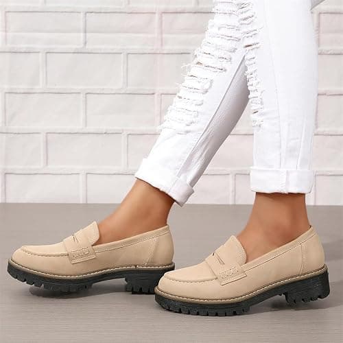 Womens Loafers Shoes Platform Chunky Penny Loafer Lug Sole Comfortable Slip On Work Office Business Casual Dress Shoes, US Size 5-11.5 thumbnail 5
