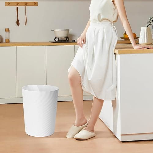 TEIUKAX Trash Can - Small Waste basketbin - 1.8 Gallon- for Office,Home,Bathroom,Kitchen - White thumbnail 5