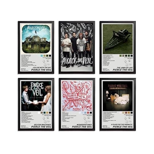 Oulores A Set Of 6 Pierce The Veil Poster（Unframed） Music Album Cover Signed Limited Edition Posters Canvas Posters 08x12inch(20x30cm) Style - Image 1
