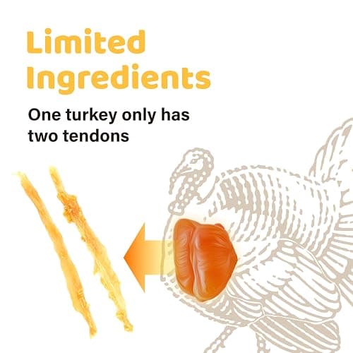 iPaw Turkey Tendons for Dogs 40 Pcs Bulk Pack, 100% Turkey and US Sourced Raw Material, Hypoallergenic, All Natural Human Grade Puppy Chew, Rawhide Alternative Dog Treats, Lollipop (Small) thumbnail 2