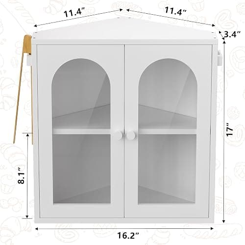 WOWLIVE Corner Bread Box for Kitchen Countertop, 2 Tier Bamboo Bread Storage Container for Homemade Bread with Clear Acrylic Door Panel, Bread Bin Farmhouse Breadbox Organizer (White, Extra Large) thumbnail 3