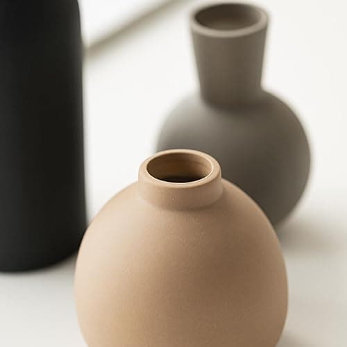 Ceramic Vase Set of 3, Modern Minimalist Farmhouse Style Home Decor Vases, Ideal for Pampas Grass & Dried Flowers, Perfect for Kitchen, Bedroom, Living Room & Dining Table Centerpiece (Multicolor) thumbnail 7